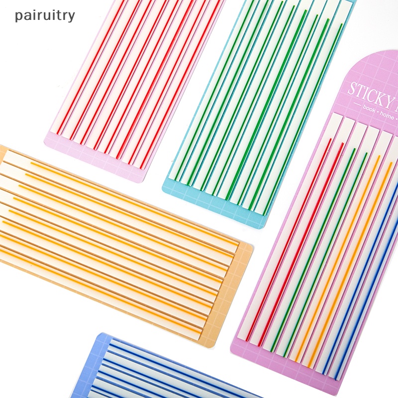 Prt 60Pcs Macaroon Color Horizontal Line Stiker Transparan Neon Indeks Tab Bendera Sticky Note Stationery Anak Hadiah Perlengkapan Kantor Sekolah PRT