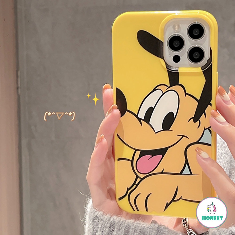 Cute Yellow Dog Cover IPhone Case14 13 12 11 Pro Max XS XR 7 8plus Motif Kartun Cantik Lembut Pelindung Handphone Hp Kamera Shockproof