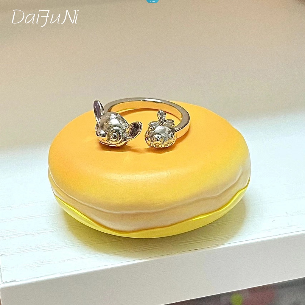 Cincin Fashion Elegan Dapat Disesuaikan Kreatif Kartun Aksesoris Merancang Cincin Halus Stitch Akin Stitch Cincin Pasangan Pria Dan Wanita [ZK]