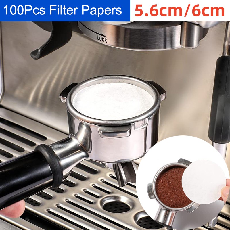 Filter 100 Buah Penyaring Kertas Kopi Sekali Pakai Moka Pot Kertas Penyaring Espresso Pegangan Mesin Bubuk Mangkuk Penyaring Portafilter Kertas Pembuat Barista