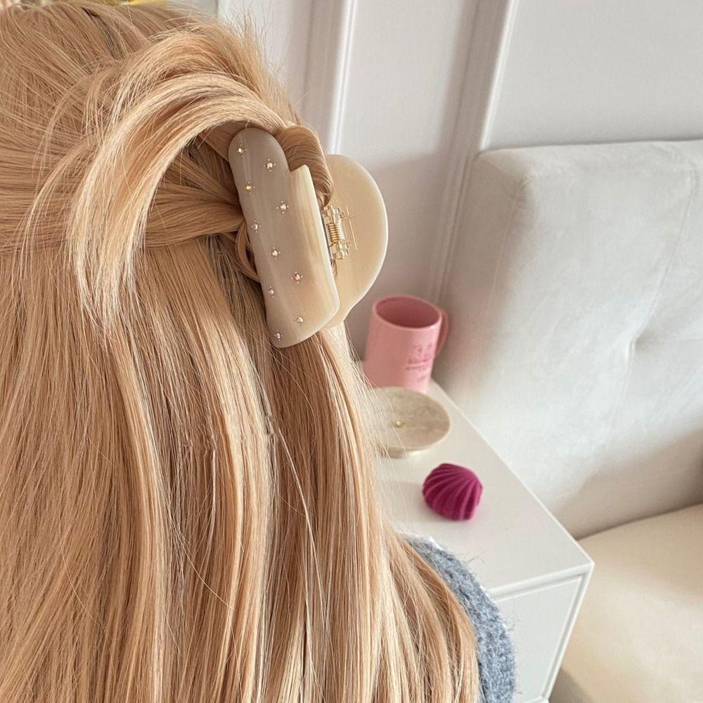 AUGUSTINA Klip Rambut Asam Asetat Gadis Manis Hairclip Hiu Klip Bentuk Geometris Berlian Aksesoris Rambut Perempuan