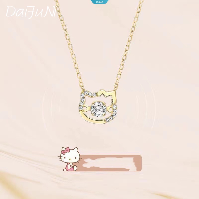 Kalung Platinum Berwarna Sanrio Hellokittys Emas Baru Elegan Fashion Anime Kartun Dekorasi Ringan Sehari-Hari Aksesoris [ZK]