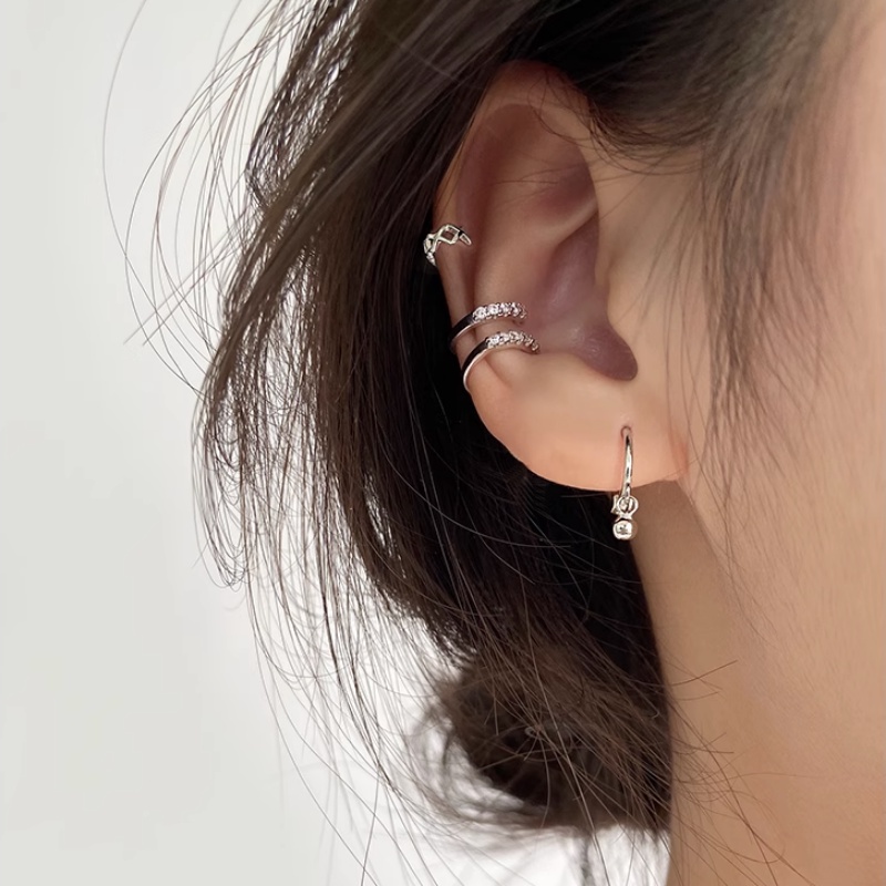 Papaozhu 1PC Korea S925 Perak Geometris Tindik Hoop Anting Untuk Wanita Perempuan Minimalis Kecil Bulat Tulang Rawan Anting-Anting Fashion Telinga Perhiasan Hadiah