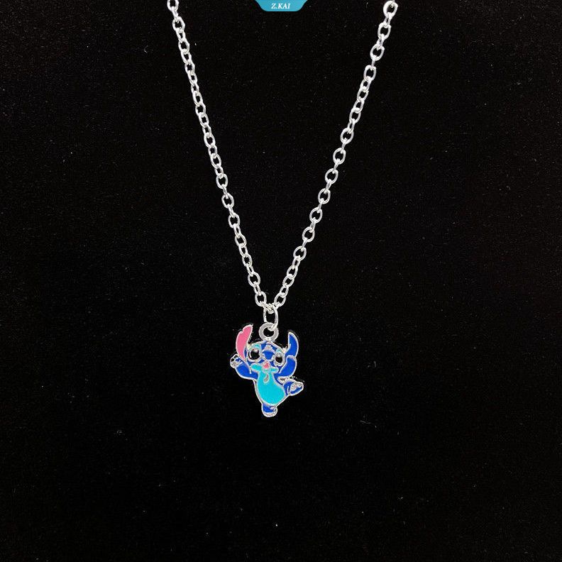 Kawaii Kartun Anime Lilo &amp; Stitch Kalung Stainless Steel Atraksi Magnetik Gambar Lucu Stitch Liontin [ZK]