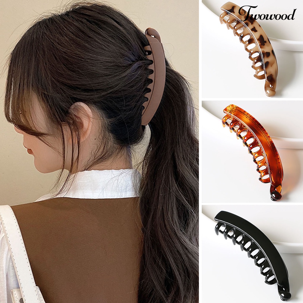 Twowood Ponytail Holder Cross Teeth Anti-slip Ringan Portable Warna Kontras Rambut-Memperbaiki Tepi Halus Curled Ponytail Barrette Aksesoris Rambut