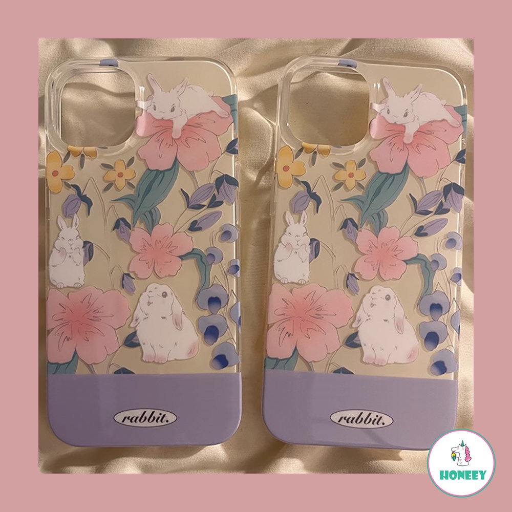 Casing Kelinci Lucu Bunga Retro Untuk iPhone 14Pro 12 Pro Max11 12 13 14 Pro Max 13Pro 14ProMax Shockproof Back Cover