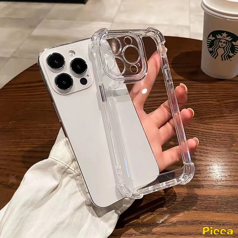 IPHONE Casing Plating Akrilik Shockproof 4sudut Mewah Kompatibel Untuk Iphone7 8 Plus14 11 12 13 Pro MAX XR X XS MAX Electroplated Crystal Soft TPU Shock Tahan Keringat Penutup Belakang