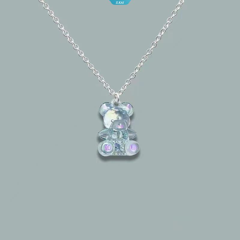 Permen Kristal Gummy Bear Kalung Lucu Transparan Beruang Liontin Kalung Wanita Gadis Punk Hip Hop Choker Fashion Pesta Perhiasan [ZK]