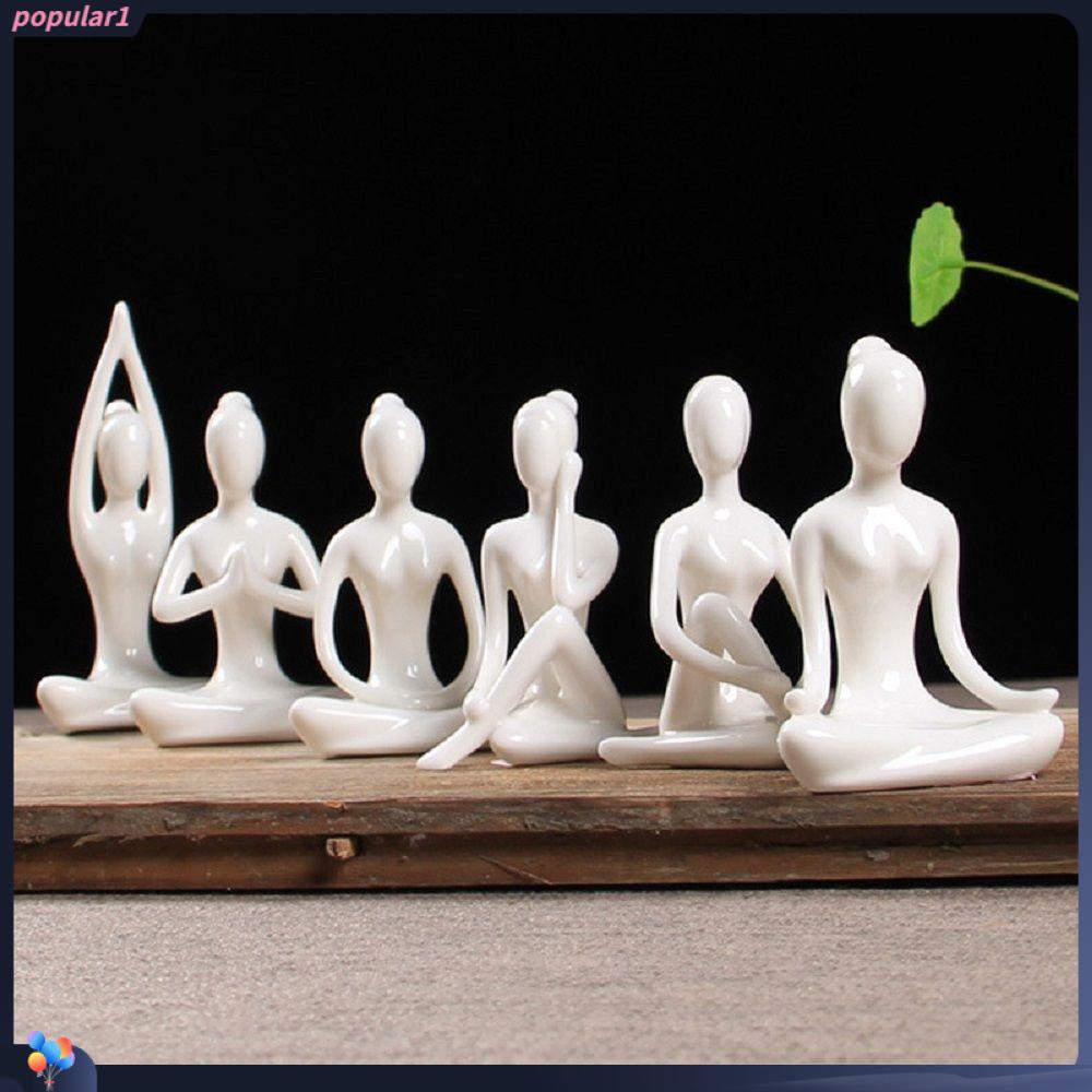 Populer 1pc Patung Pose Yoga Miniatur Patung Dekorasi Desktop Rumah Vintage Figure Statue Abstrak Art