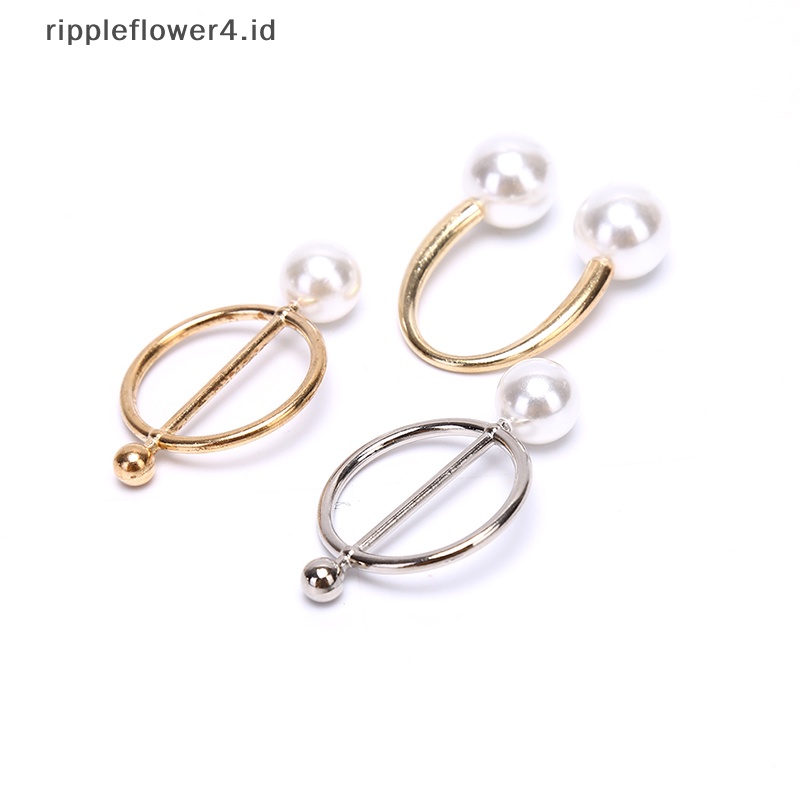 {rippleflower4.id} Mutiara Bros Pin Syal Sutra Gesper Wanita Selendang Syal Klip Perhiasan Aksesoris~