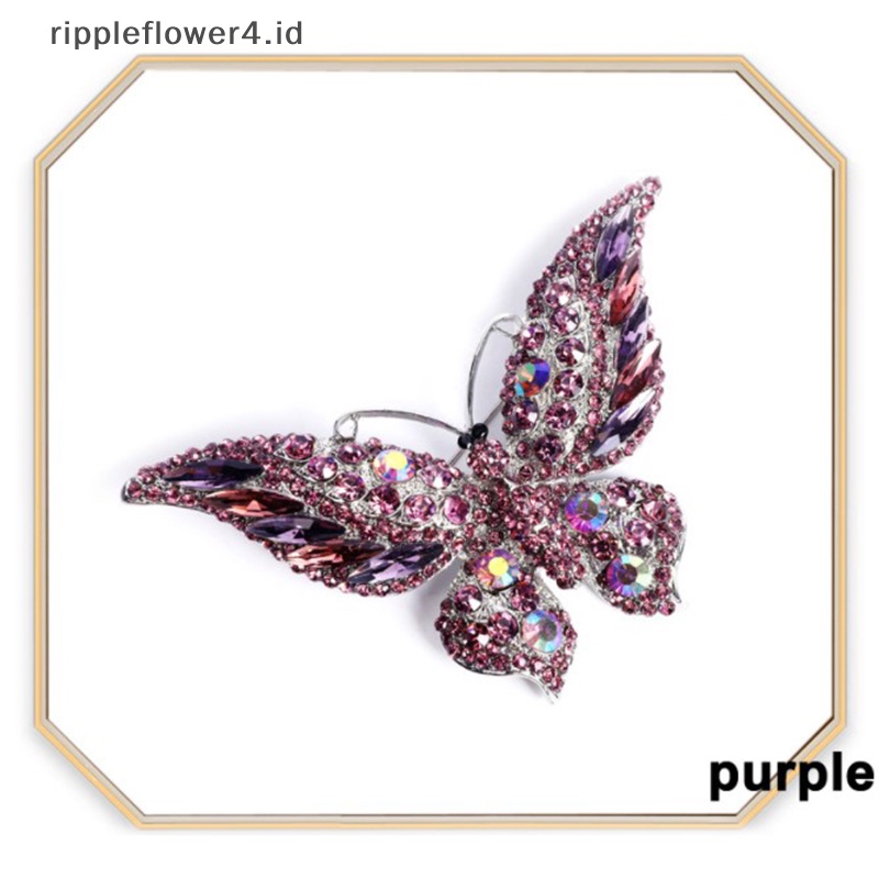 {rippleflower4.id} 1pc Butterfly Brooch Pin Kristal Bros Besar Untuk Wanita Pesta Banquet Pin~