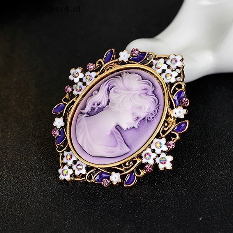 {rippleflower4.id} New Vintage Cameo Victorian Style Kristal Pesta Pernikahan Wanita Liontin Bros Pin~