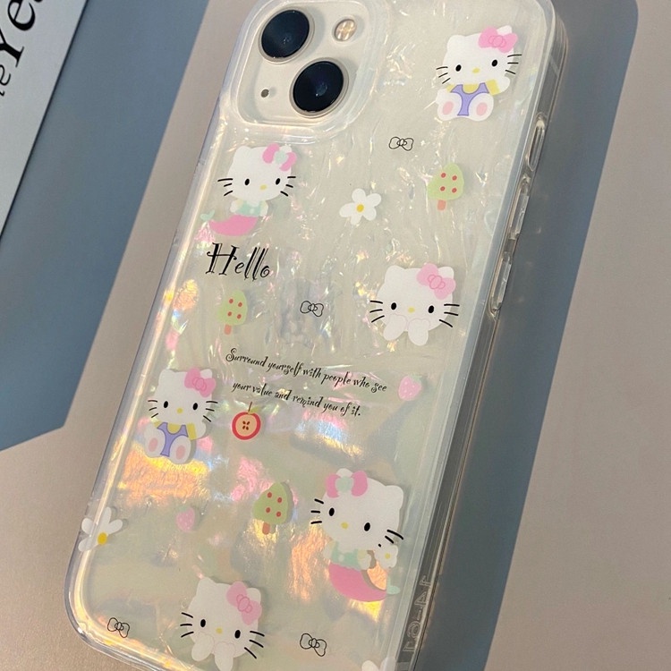 Hello Kitty Cocok Untuk iPhone 14 Pro Max Casing Ponsel iPhone Double-layer Motif Cetak Kompatibel Dengan Iphone13 13pro 13prm iPhone 11 11pro 14plus 12Pro Max Shockproof TPU Phone Case