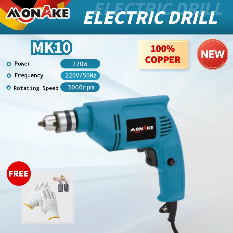 Mesin Bor Listrik 10mm Impact Drill Bolak Balik Electric Drill MONAKE