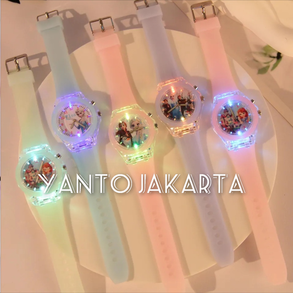 JAM TANGAN ANAK PEREMPUAN FROZEN LAMPU NYALA BERCAHAYA