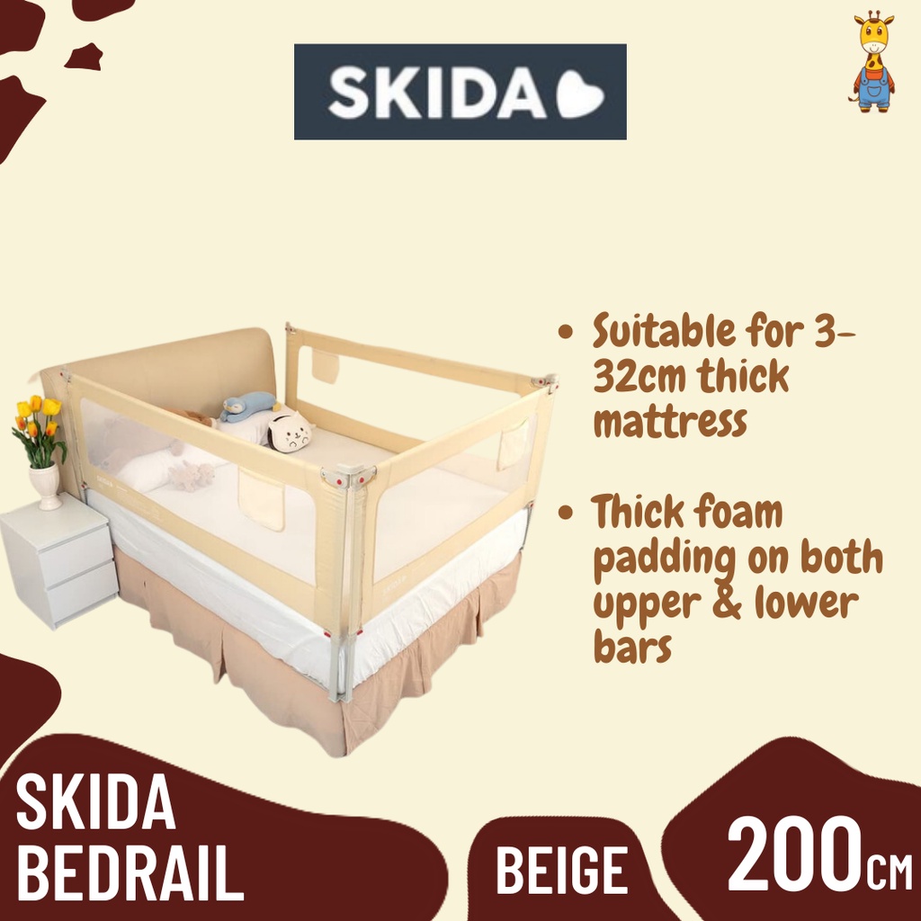 Skida Extra Tall Slide Down Bedrail Pagar Pengaman Ranjang Kasur Anak Bayi