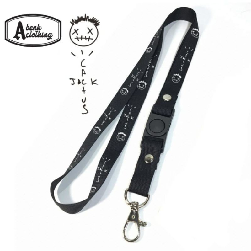 

Gantungan kunci TRAVIS SCOTT CACTUS JACK ASTRO WORLD RAPPER / RAP / MUSIK BAND tali lanyard band gantungan leher id card name tag hitam