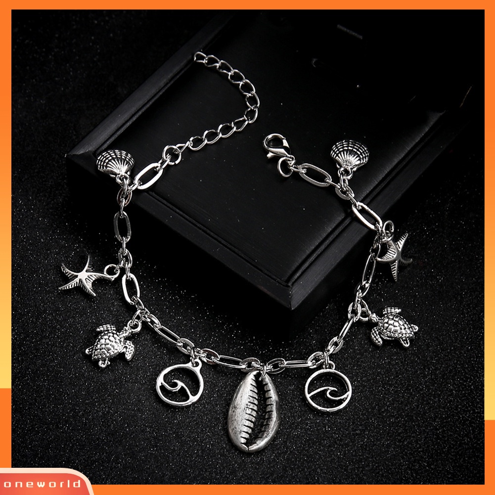 [WOD] Fashion Wanita Bintang Laut Sea Turtle Wave Shell Gelang Kaki Pantai Kaki Ankle Bracelet