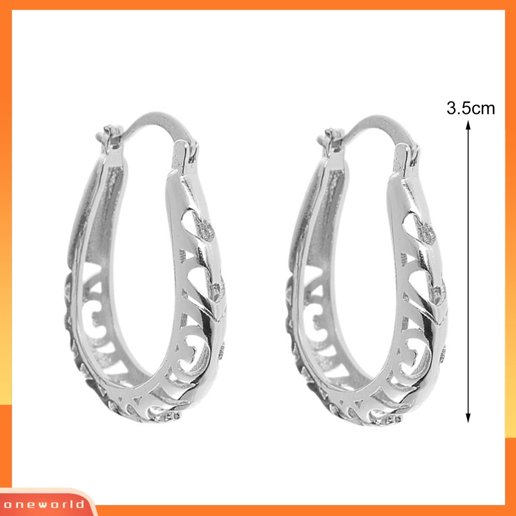 [WOD] 1pasang Anting Hoop Wanita Bulat Berongga Keluar Bunga Perhiasan Anting Geometris Berlebihan Untuk Pernikahan