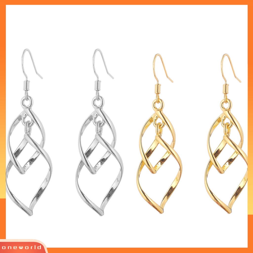 [WOD] 1pasang Anting Kait Linear Swirl Bohemian Perhiasan Halus Tahan Lama Drop Earrings Untuk Pakaian Sehari-Hari