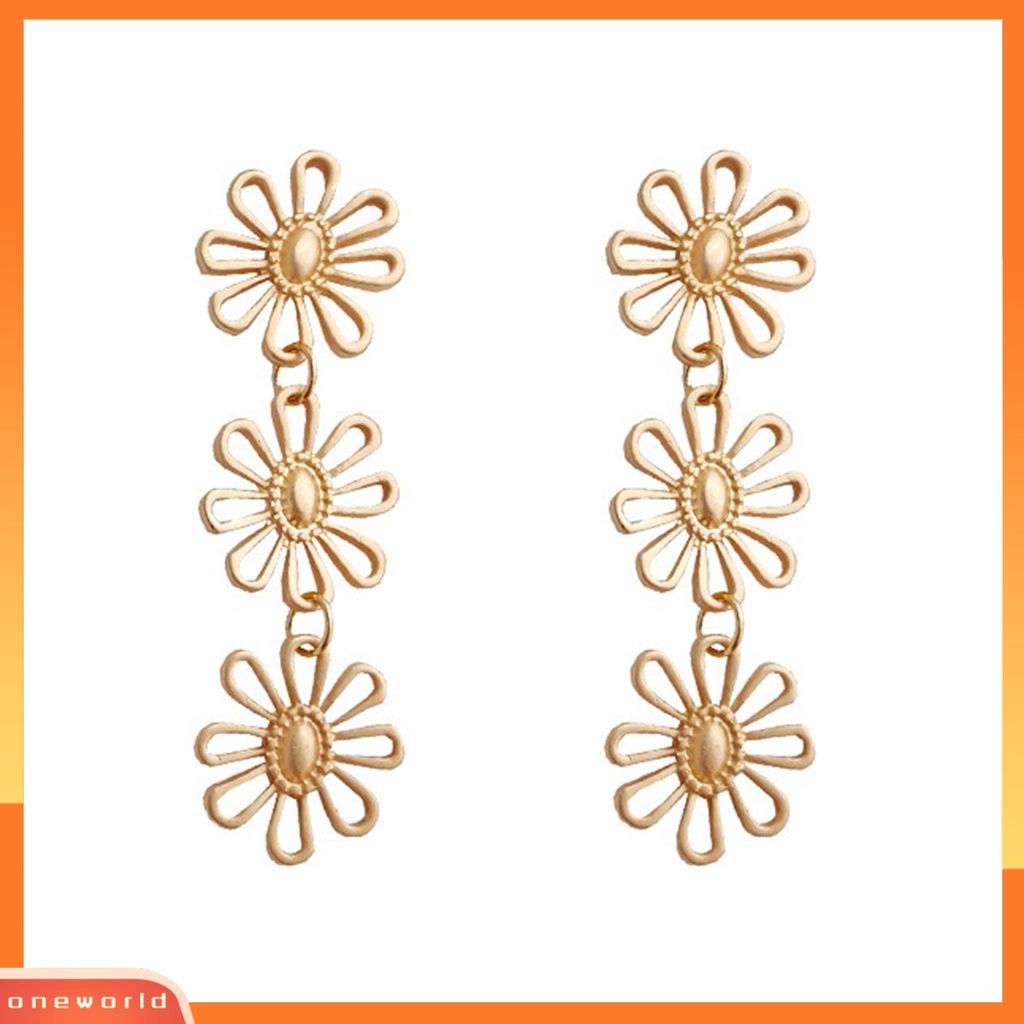 [WOD] 1pasang Anting Pejantan Vintage Panjang Temperamen Berongga Keluar Geometris Hias Hadiah Wanita Gadis Bunga Liontin Drop Earrings Perhiasan Untuk Pakaian Sehari-Hari