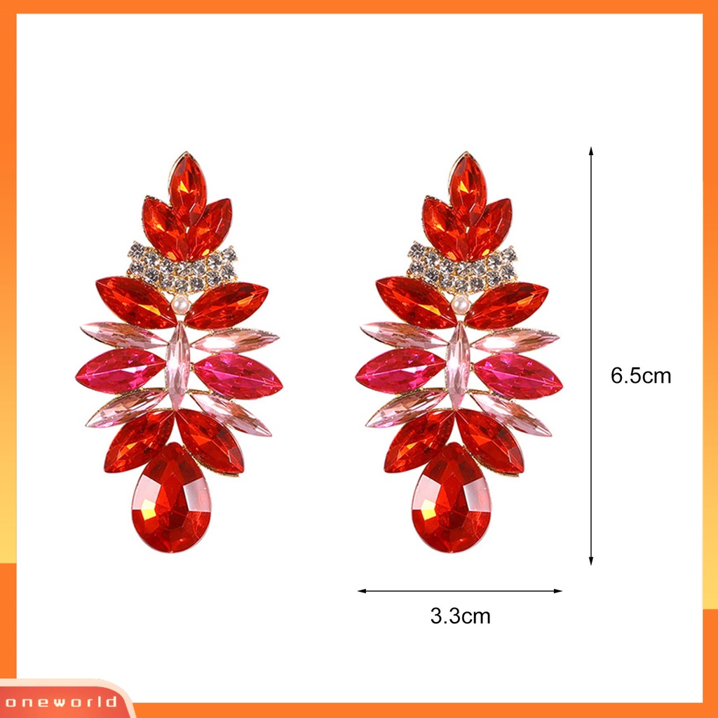 [WOD] 1pasang Bersinar Sederhana Piercing Stud Earrings Bentuk Tetesan Air Berlian Imitasi Wanita Anting Perhiasan Pernikahan