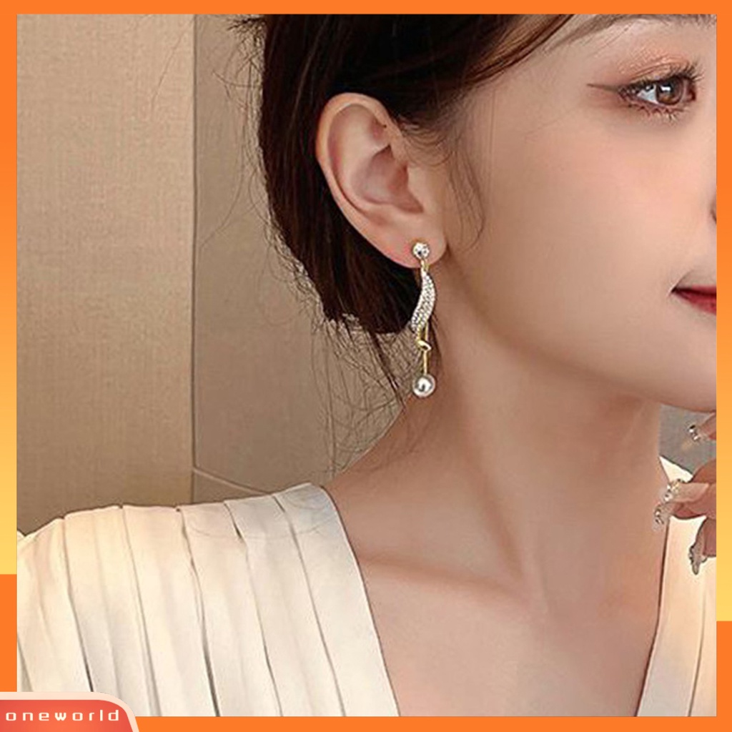 [WOD] 1pasang Anting Drop Geometris Jumbai Perhiasan Gaya Korea Anting Stud Berkilau Untuk Pesta Cocktail