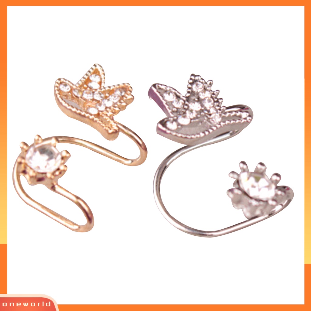 [WOD] 1pc Anting Desain Bentuk Brid Tanpa Tindik Bahan Alloy Berlian Imitasi Hias Klip Telinga Untuk Wanita