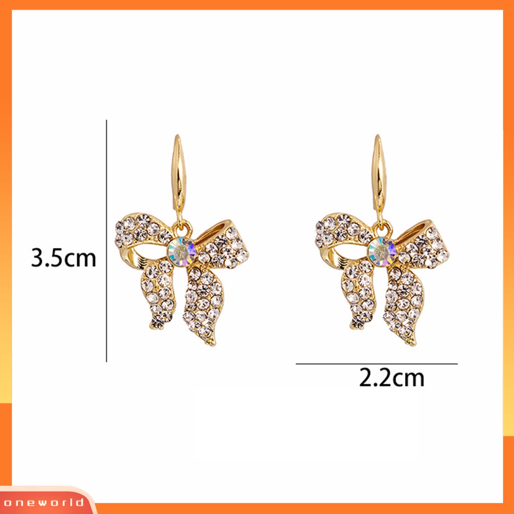 [WOD] 1pasang Anting Kait Busur Berlian Imitasi Perhiasan Anting Geometris Bersinar Untuk Prom