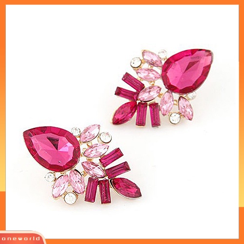 [WOD] Fashion Wanita Berlapis Emas Tetesan Air Berlian Imitasi Eardrops Ear Studs Earrings