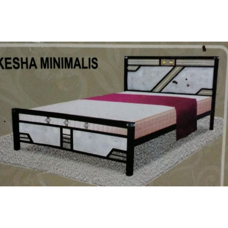Dipan Besi SMS Minimalis berbagai ukuran 120 140 160 180 Ranjang Sandaran Divan Tempat Tidur Kotak T