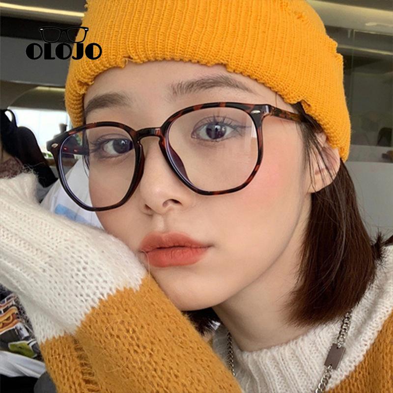 【COD】Kacamata Anti-Cahaya Biru Dengan Paku Beras Leopard Print Flat Light Kacamata Wanita Perlindungan Radiasi Kacamata Pelindung Mata