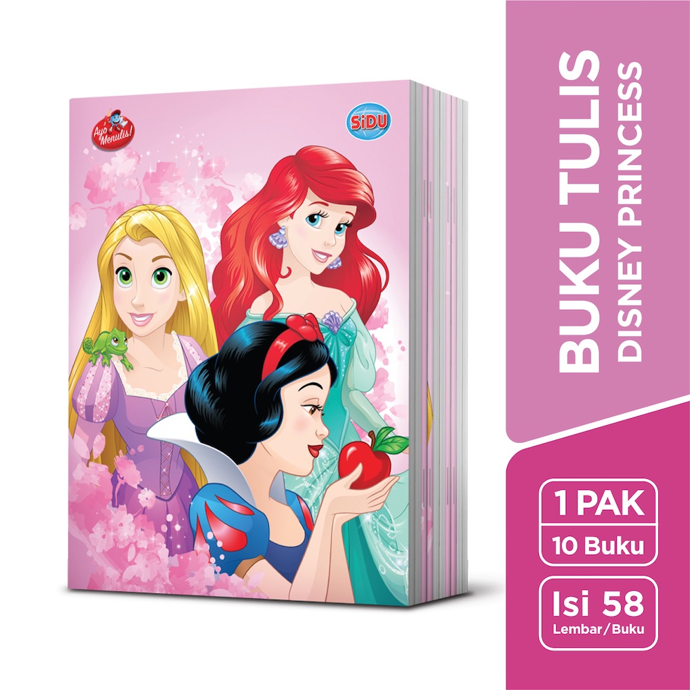 SIDU BUKU TULIS DISNEY PRINCESS 58 LEMBAR - 10 BUKU SDU EB 58 PRI