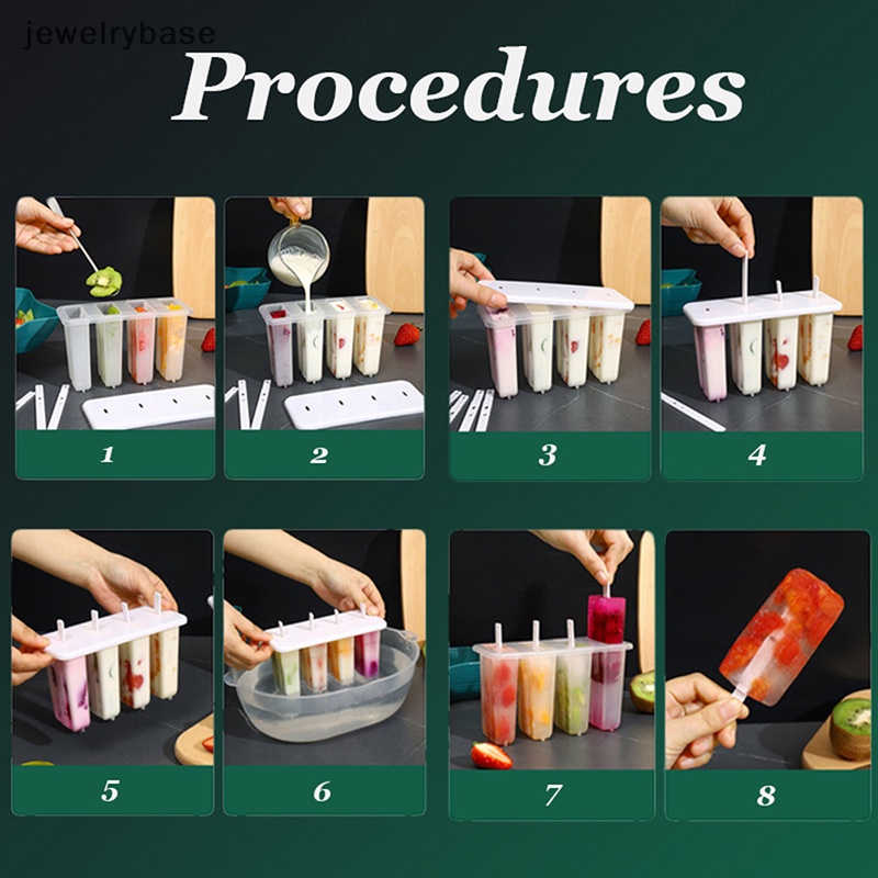 [jewelrybase] Cetakan Es Krim Set Popsicle Maker Ice Tray Dengan Tutup Stik DIY Alat Dapur Butik