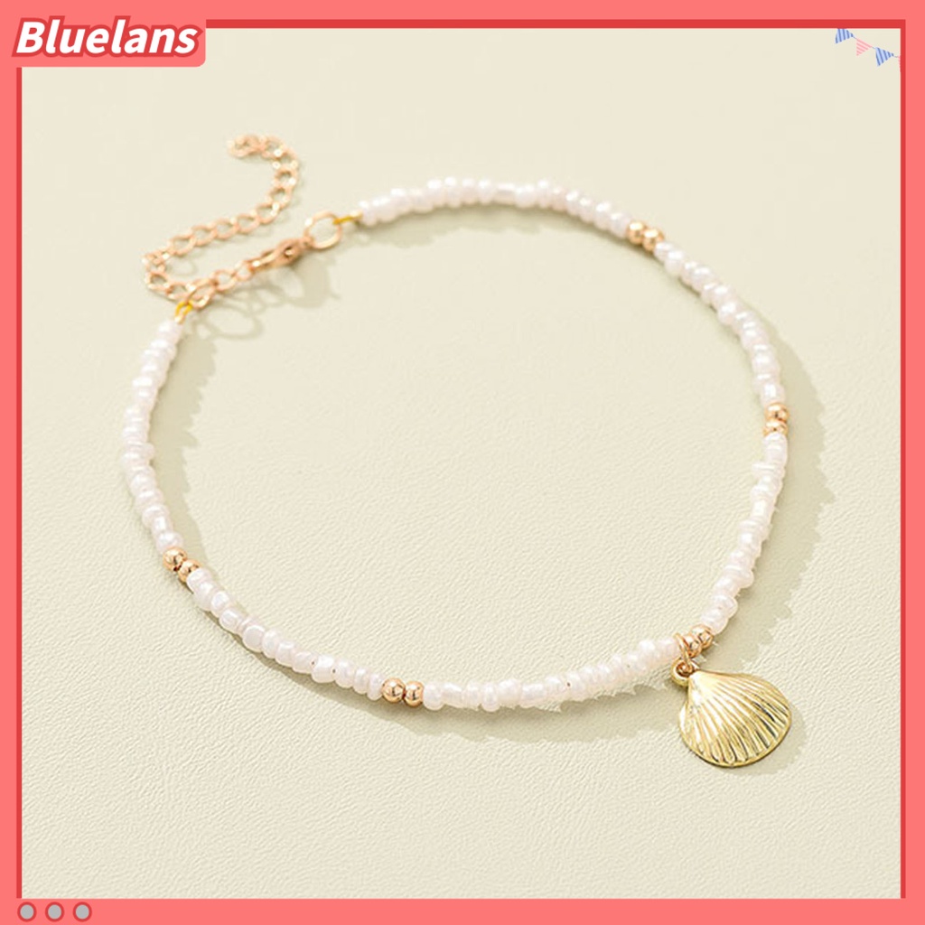 [BLS] Wanita Gelang Kaki Kerang Liontin Temperamen Elegan Adjustable Dipanjangkan Rantai Dekoratif Hadiah Mutiara Imitasi Musim Panas Pantai Barefoot Gelang Kaki Perhiasan