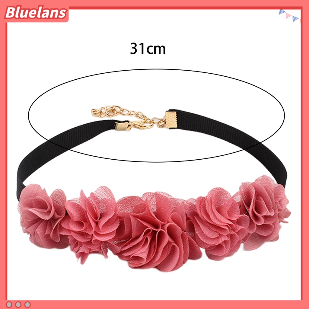[BLS] Choker Kalung Stretch Gothic Temperamen Adjustable All-match Dekorasi Hadiah Wanita Renda Bunga Mawar Klavikula Rantai Leher Perhiasan Untuk Pacaran