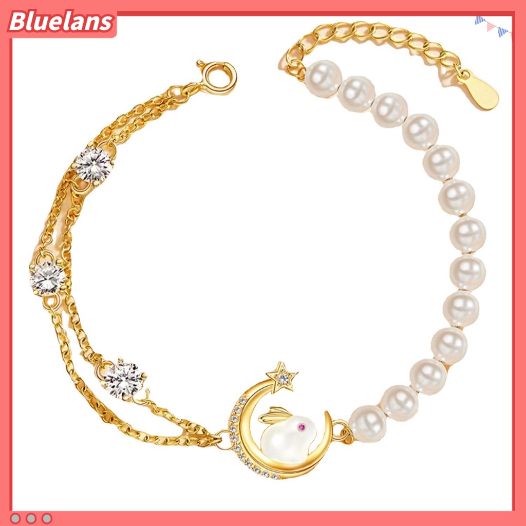 [BLS] Wanita Gelang Zodiak Desain Tidak Teratur Mutiara Imitasi Dekorasi Mengkilap Hias2023Tahun Kelinci Rabbit Bracelet Perhiasan Aksesoris