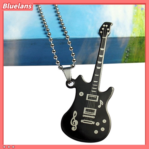 [BLS] Kalung Sweater Rantai Manik-Manik Liontin Gitar Unisex Pria Wanita Perhiasan Fashion