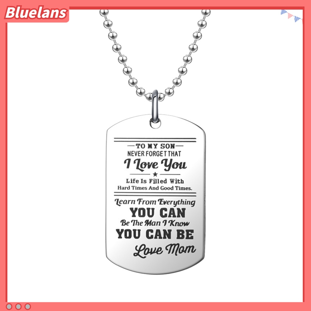 [BLS] Fashion Pria Dog Tag Caving Huruf Liontin Rantai Kalung Gantungan Kunci Perhiasan Hadiah