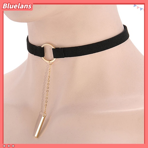 [BLS] Wanita Choker Kerah Beludru Bulat Cincin Liontin Rantai Klavikula Kalung Perhiasan