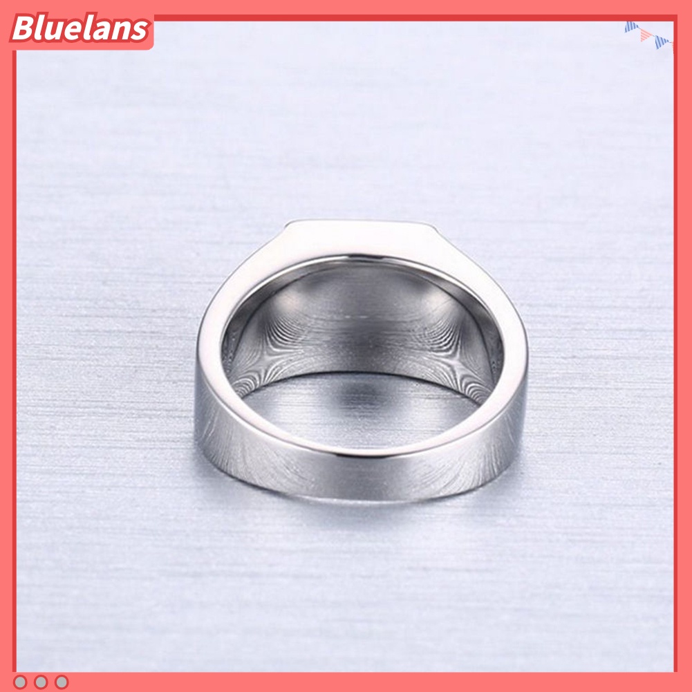 [BLS] Pria Indah Biru Persegi Berlian Imitasi Lebar Pernikahan Band Jari Cincin Ukuran 7-11