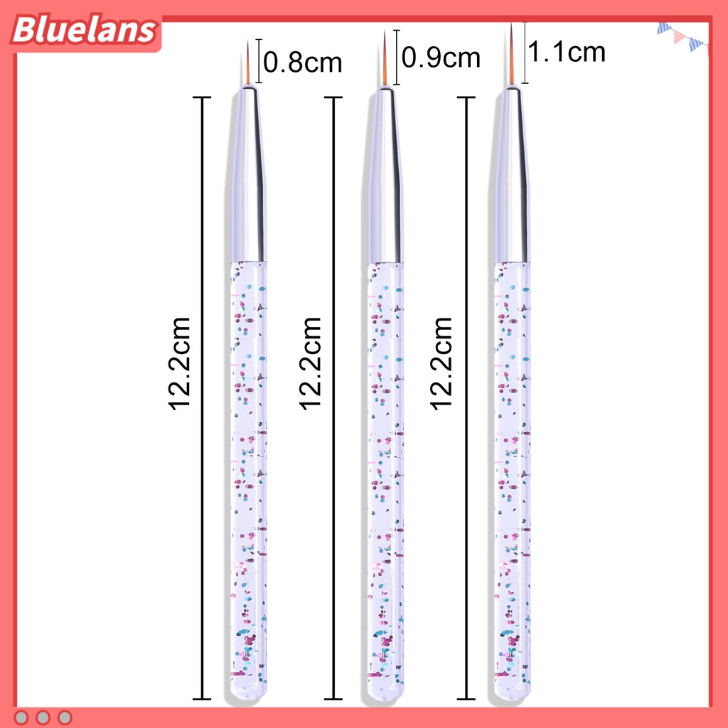 [BLM] 3pcs/set Pena Lukisan Kuku Permukaan Warna-Warni Ergonomics Handle Ultra Tipis Desain Bunga Garis Garis Garis Liner DIY Pena Gambar Untuk Manicure