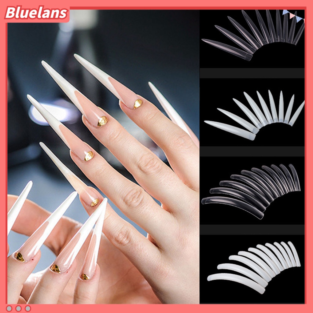 [BLM] 10pcs /Set Tip Kuku Super Panjang Bentuk V Ultra Tipis Jari Manicure DIY Tips Untuk Salon