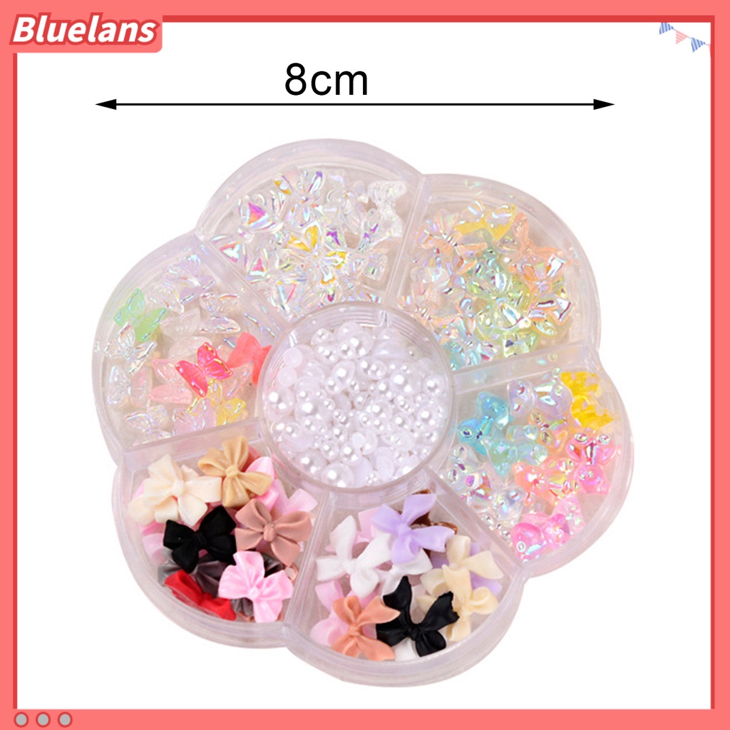 [BLM] 1kotak Dekorasi Kuku Bow-knot Beruang Mutiara Imitasi DIY Kerajinan Kreatif Nail Art Rhinestones Perhiasan Untuk Desain Kuku