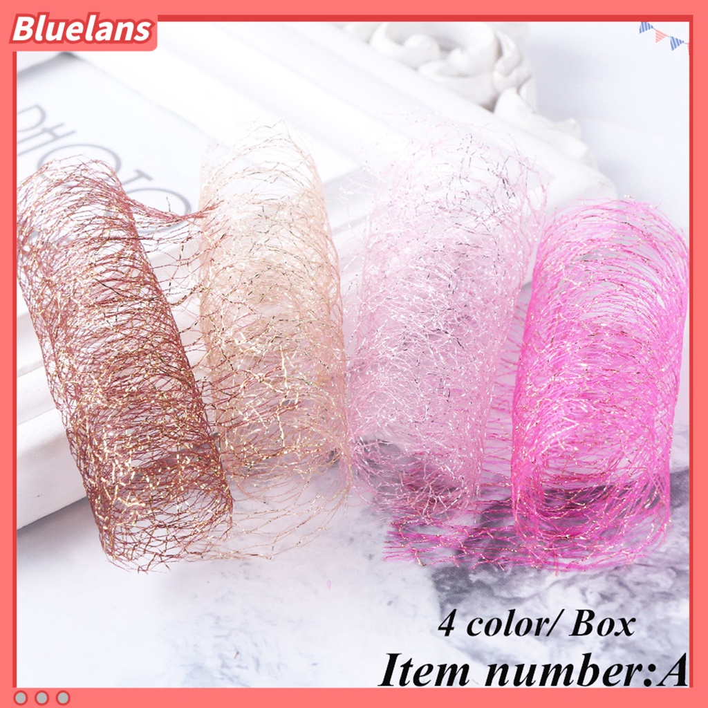 [BLM] 1box Stiker Jaring Kuku Tempel Kuat Panjang Memakai Stiker 3D Nail Art Mesh Stiker Untuk Anak Perempuan