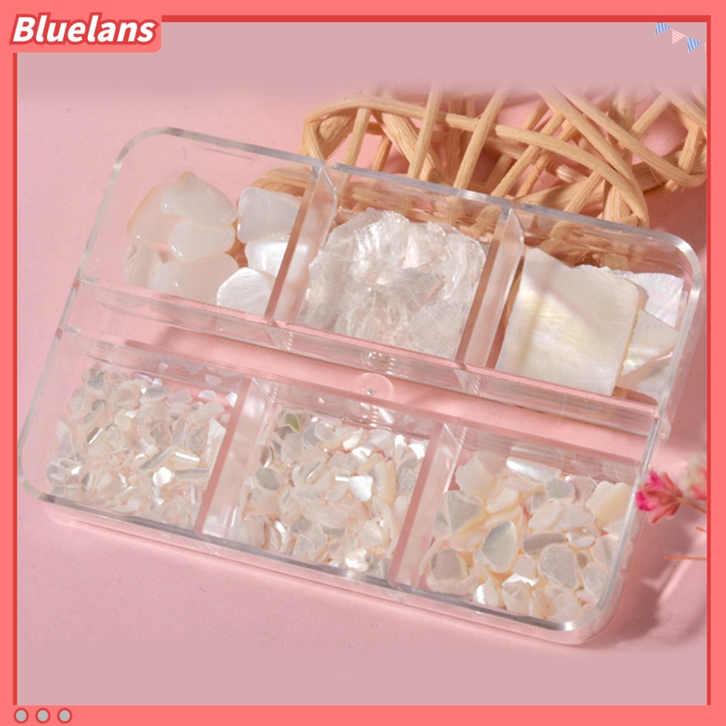 [BLM] 1kotak Shell Hiasan Kuku Warna-Warni Abalone Tidak Teratur Payet Slice Tipis Pesona Kuku 3D Nail Art Dekorasi Untuk Desain Kuku