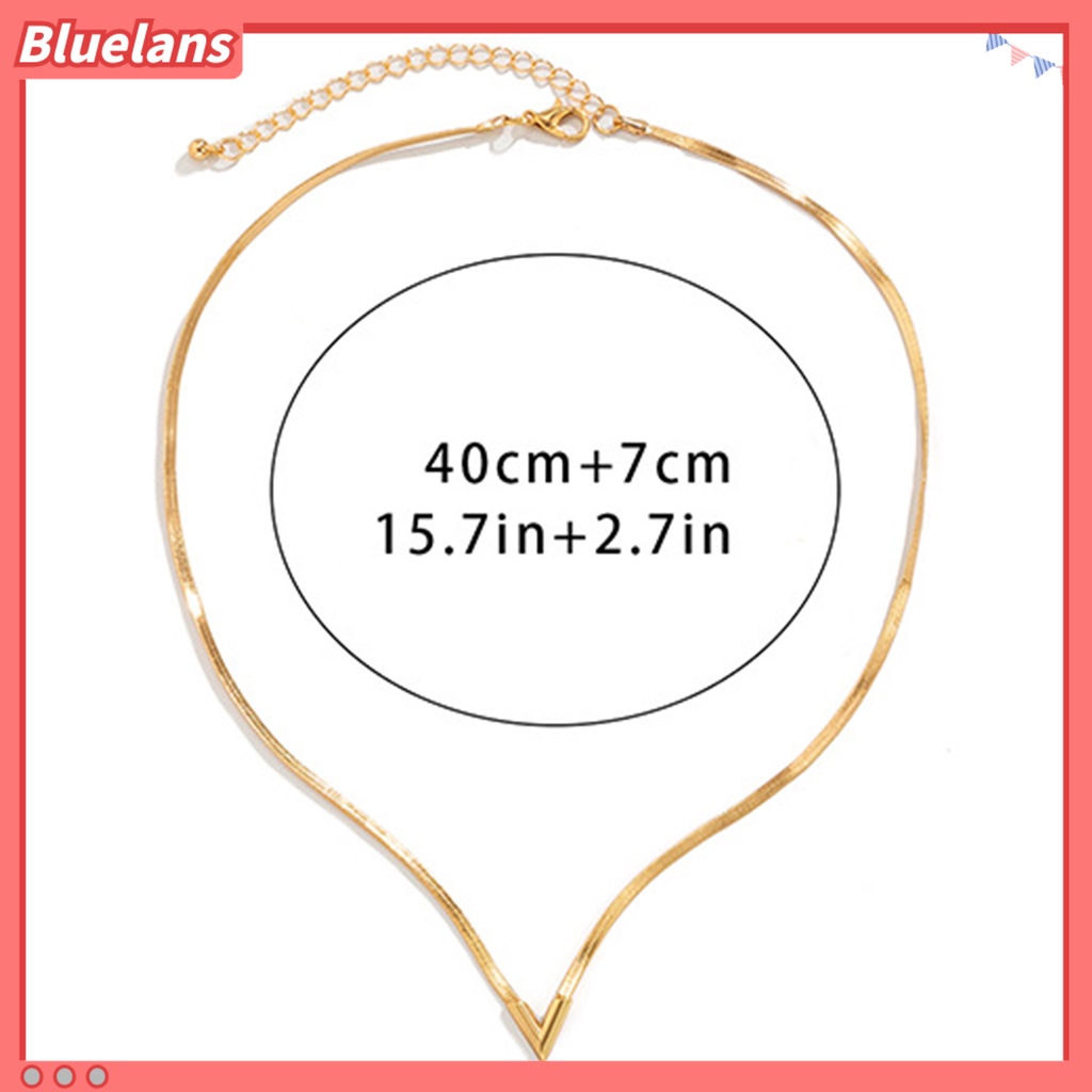 [BLS] Adjustable Dipanjangkan Rantai Oblate Pria Kalung Berbentuk V Pesona Choker Kalung Perhiasan Aksesoris