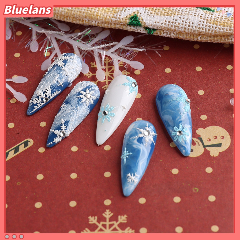 [BLM] Stiker Kuku Efek 3D Tidak Luntur Perekat Diri DIY Mini Snowflakes Slider Natal Stiker Kuku Timbul Untuk Perempuan