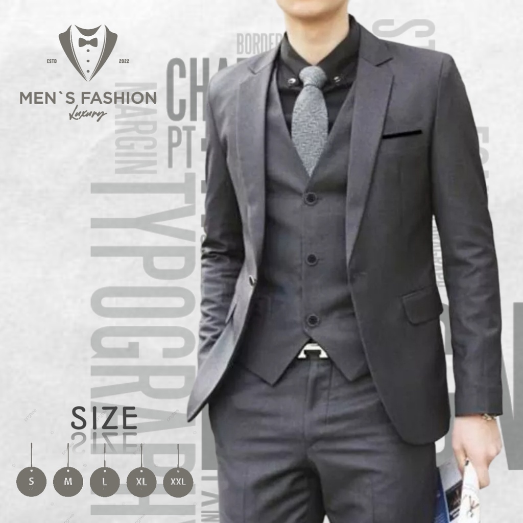 SETELAN JAS ABU 3IN1 JAS PRIA ABU