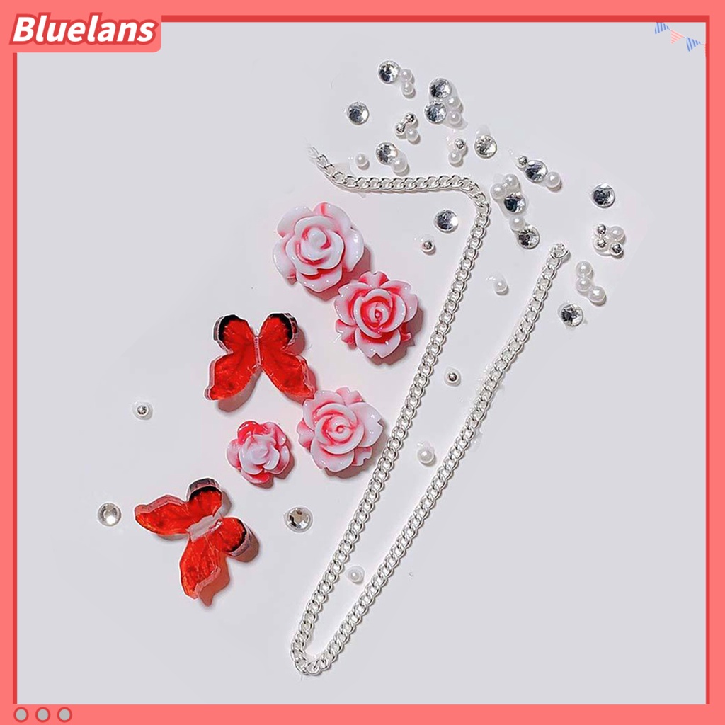 [BLM] 1kotak Nail Art Decor Shining Glitter High Gloss DIY Shiny Efek Visual Nail Camellia Bows Mix Chain Manicure Charm Nail Salon Supply